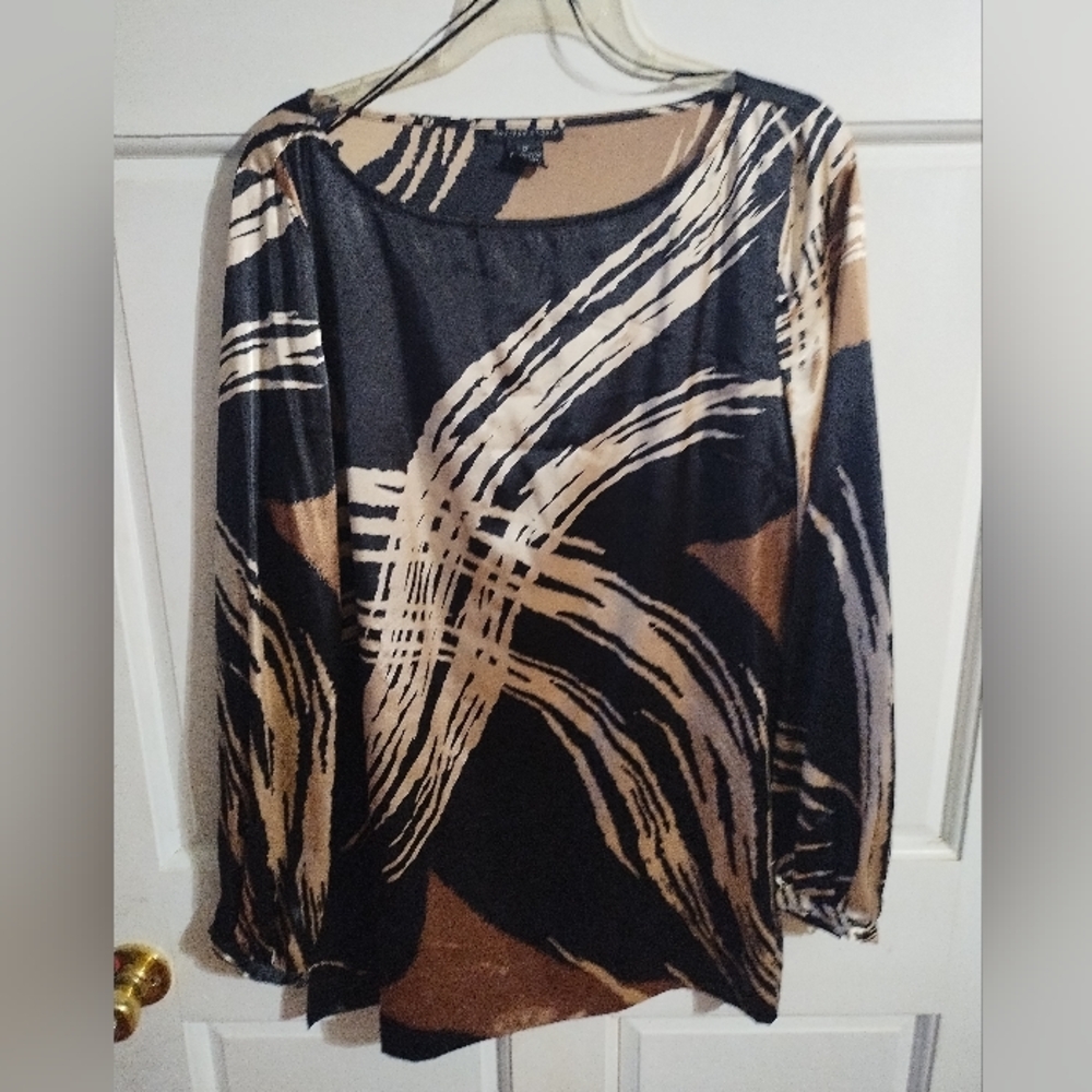 Madison Studio Abstract Print Satin Tunic